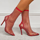 Women's Boots Pointed-toe Stiletto Hollow Mesh - SANDO 