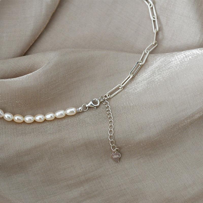 Freshwater Pearl Splicing Three-dimensional Small Love Necklace - SANDO 
