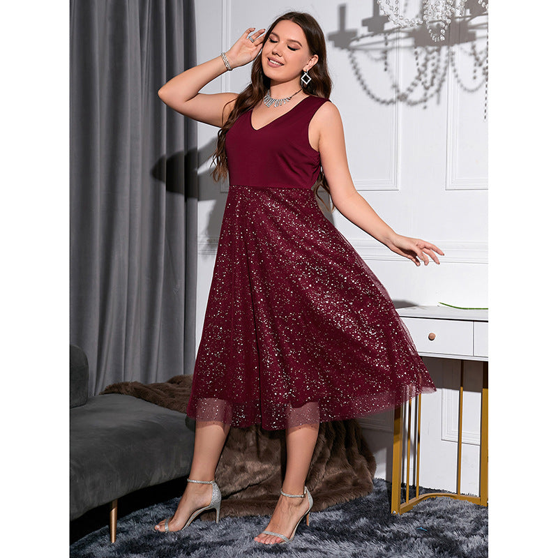 Women's V-neck Temperament Slim Polka-dot High-end Dress - SANDO 