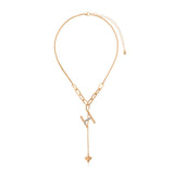 Trendy Diamond Letter Love Heart Sequin Tassel Necklace Pendant - SANDO 